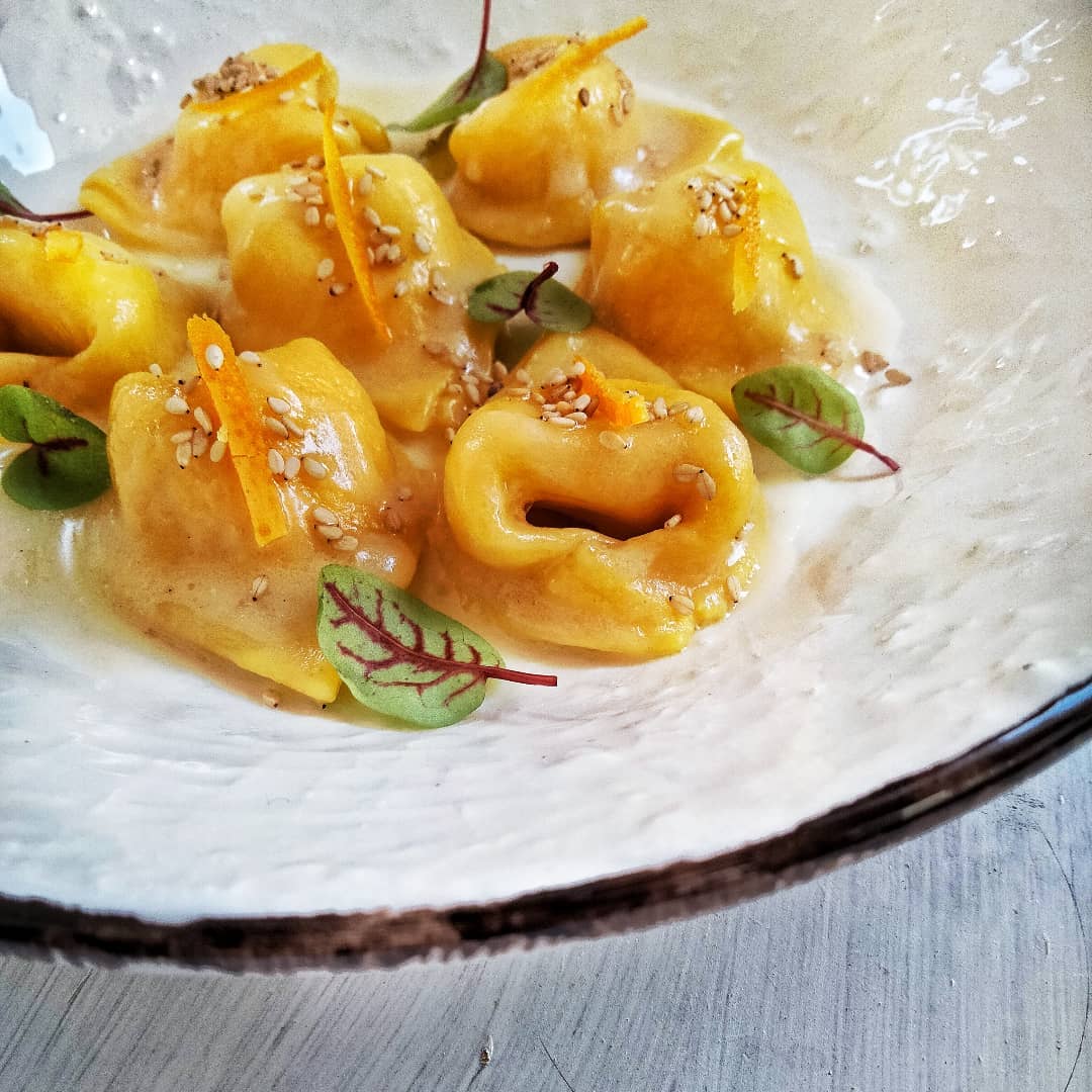 Fresh Tuscan dish prepared for a private table