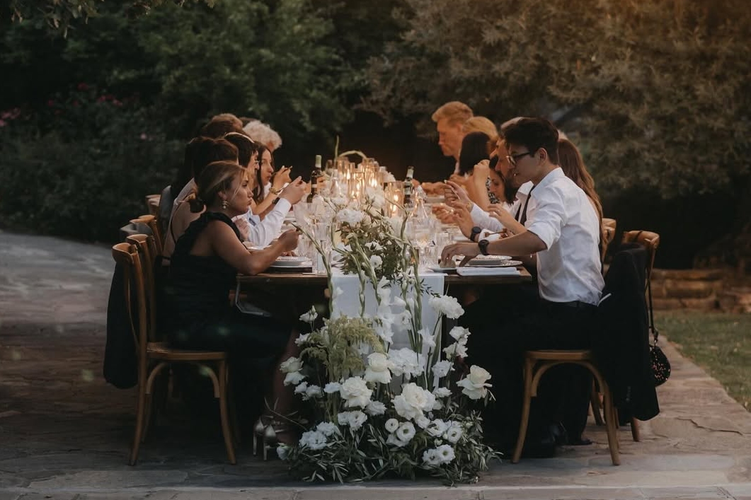 Wedding dinner table in Tuscany